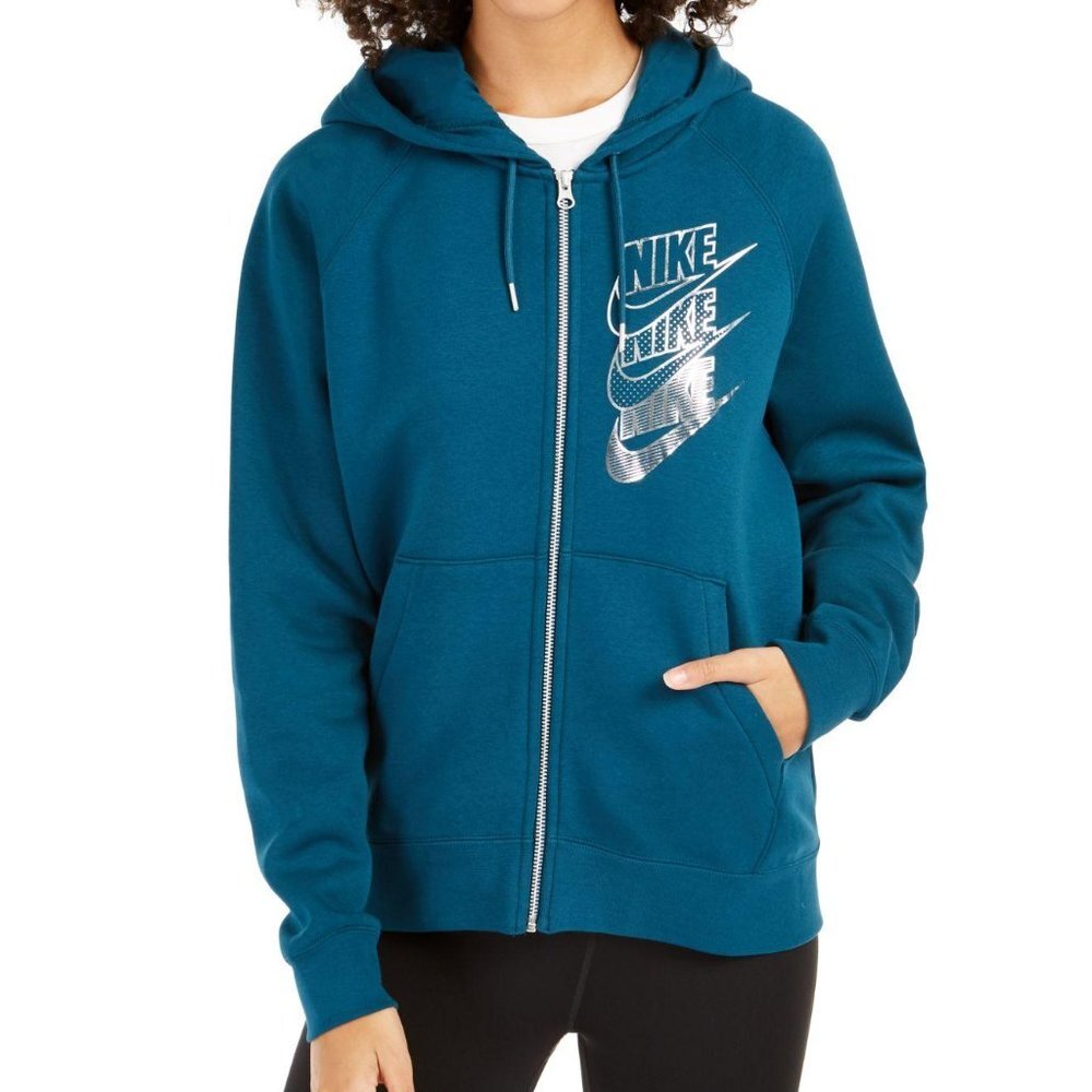 Nike Sportswear Shine Metallic Logo Zip Hoodies - Picture 1 of 3